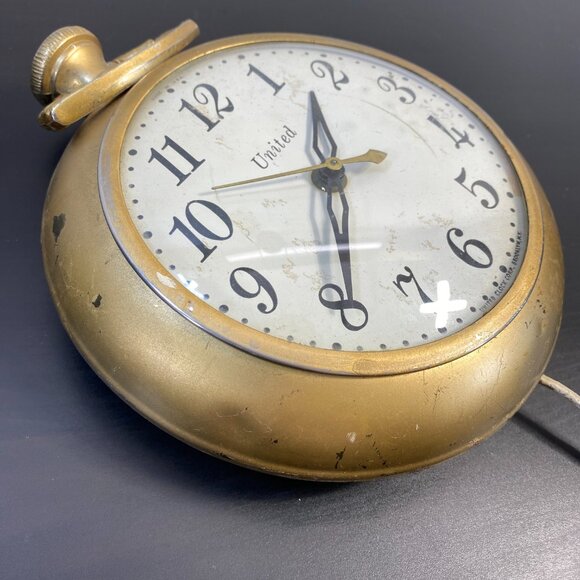 Vintage Working UNITED CLOCK CORP Brooklyn ny, U.S.A Watch Mid Century Wall Cloc - Picture 5 of 10